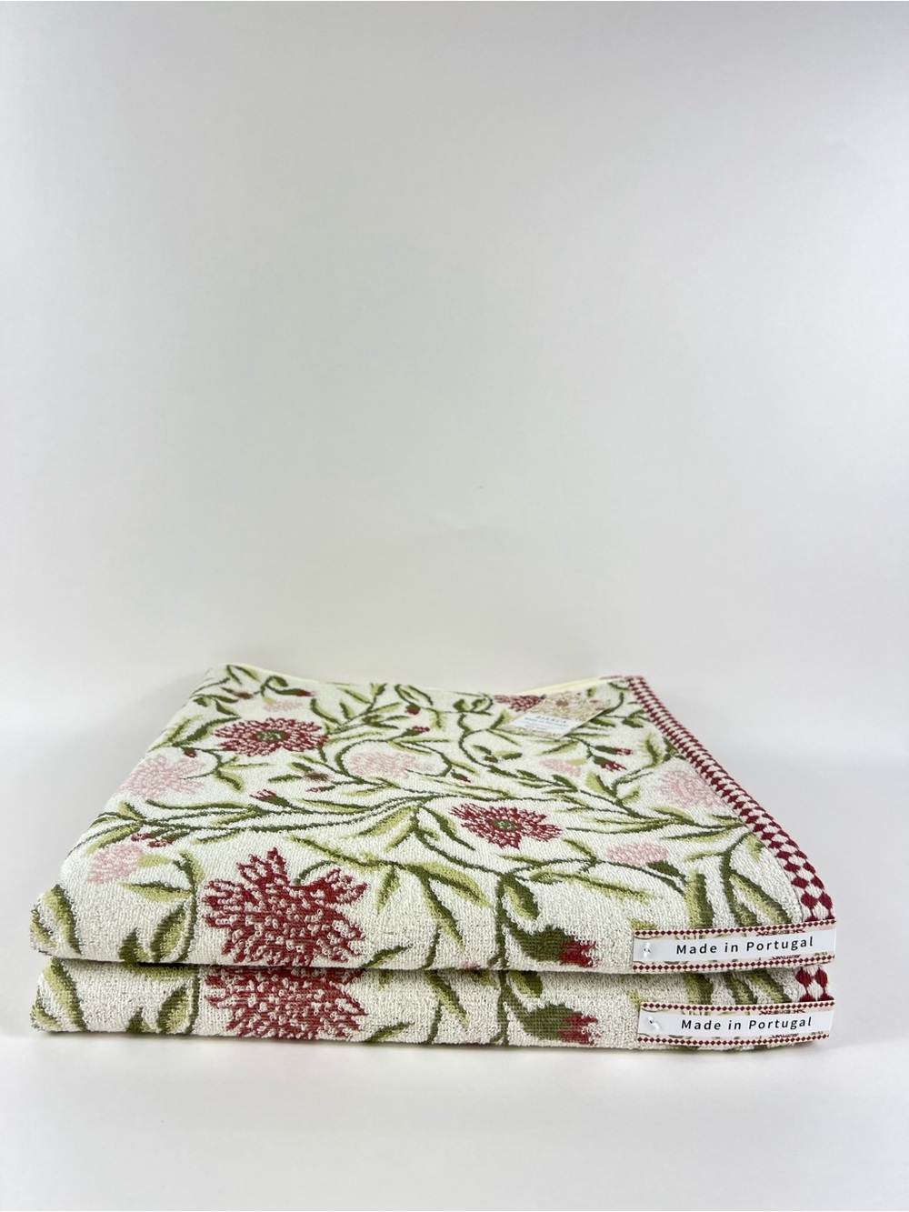 Bianca Luxury Bath Towel Set Burgundy Pink Green Cream Cotton Portugal 2 Pc NEW